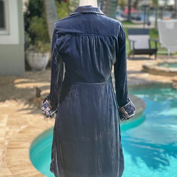 NWOT Maeve by Anthro Velvet Wrap Dress, Blue, Size 4 - Picture 2 of 3